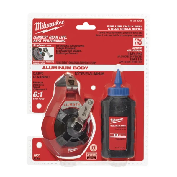 Milwaukee - 48223992 - 30m Fine Line Chalk Reel Kit w/ Blue Chalk - Milwaukee | $50.58 | Available from Powertools Tauranga