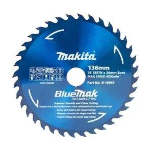 Makita - B-15067 - BLUEMAK blade 136mmx20mmx36T (Wood) - for Cordless - Makita | $56.92 | Available from Powertools Tauranga
