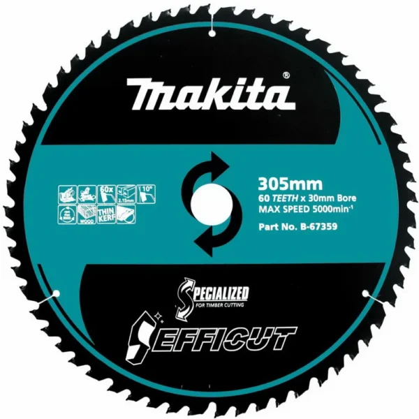 Makita - B-67359 - EFFICUT Cutting blade 305x30mmx60T - Makita | $153.27 | Available from Powertools Tauranga
