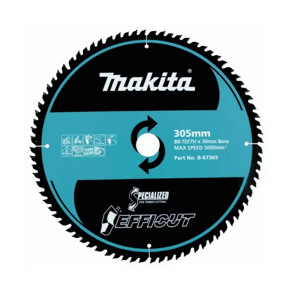 Makita - B-67365 - EFFICUT Cutting blade 305mmx30mm 80T (Wood) - Makita | $187.49 | Available from Powertools Tauranga