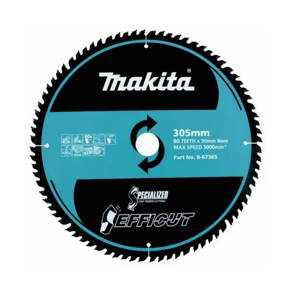 Makita - B-67365 - EFFICUT Cutting blade 305mmx30mm 80T (Wood) - Makita | $191.20 | Available from Powertools Tauranga