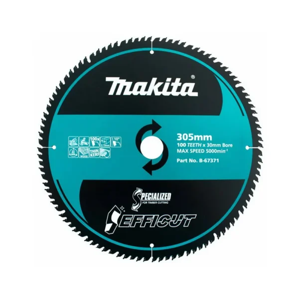 Makita - B-67371 - EFFICUT Cutting blade 305mmx30mmx100T (Wood) - Makita | $206.63 | Available from Powertools Tauranga