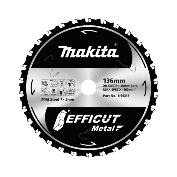 Makita - B-69347 - EFFICUT Metal General Purpose Blade 136mmx20x30T - Makita | $107.02 | Available from Powertools Tauranga