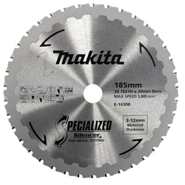 Makita - E-14308 - Metal cutting Cermet blade TCT 185mmx20mmx38T - for Cold saws - Makita | $157.53 | Available from Powertools Tauranga