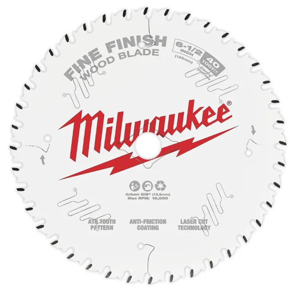 Milwaukee - 48408622 - 165mm (6 1/2") Fine Finish 40T Circular Saw Blade - Milwaukee | $60.02 | Available from Powertools Tauranga