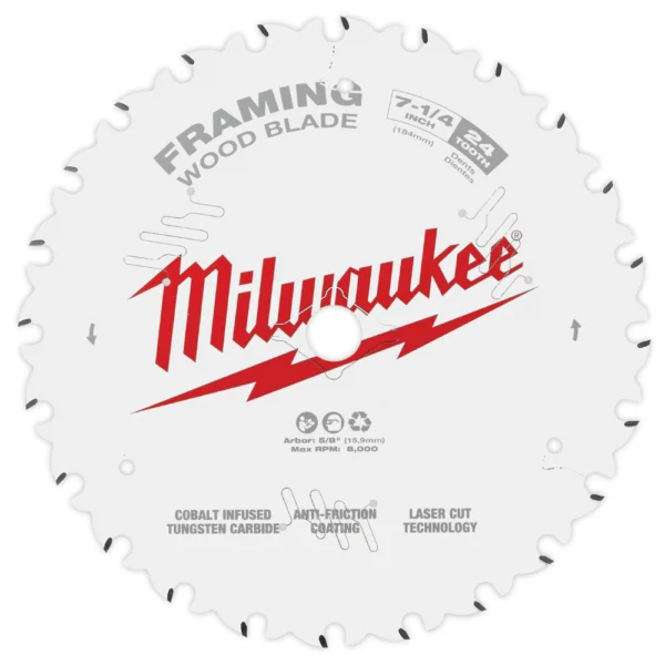 Milwaukee - 48408720 - 184mm (7 1/4") Framing 24T Circular Saw Blade - Milwaukee | $50.37 | Available from Powertools Tauranga