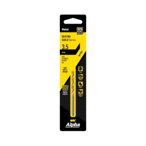 Alpha - C9LM035 - Jobber Drill Carded 3.5mm Gold Series - Alpha | $3.69 | Available from Powertools Tauranga