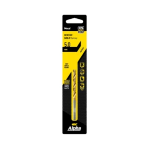 Alpha - C9LM050 - Jobber Drill Carded 5.0mm Gold Series - Alpha | $4.93 | Available from Powertools Tauranga
