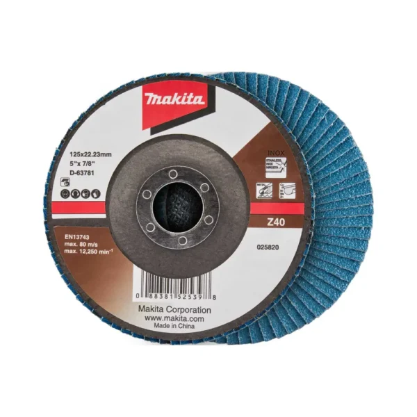 Makita - D-63806 - 125mm FLAP DISC #80 Angled - Makita | $6.45 | Available from Powertools Tauranga