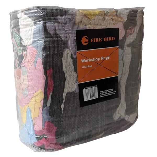 Firebird - MPFBRAGS-MIX10KG - Rags mixed cotton compressed 10kg - Firebird | $41.40 | Available from Powertools Tauranga