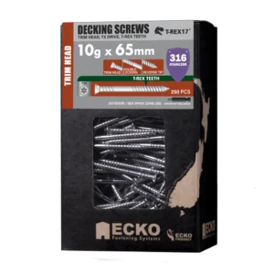 Ecko - DTR31610G65-250 - Decking Screws Trim Head SS316 10Gx65 (250) - Ecko | $84.87 | Available from Powertools Tauranga