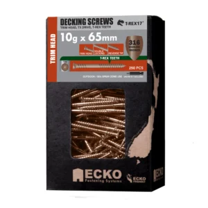 Ecko - DTRBZ10G65-250 - Decking Screws Trim Head SS316 10Gx65 (250) - Ecko | $89.98 | Available from Powertools Tauranga