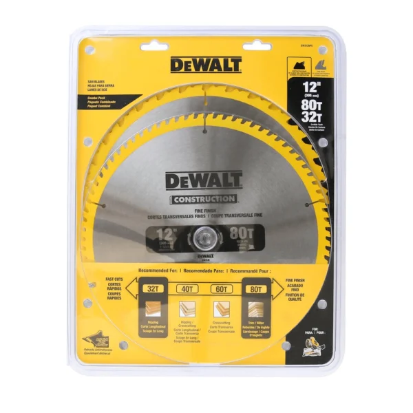 DeWalt - DW3128P5 - SAW BLADE CONSTRUCTION COMBO PACK 305MM (12") X 25.4MM X 32/80T WOOD - DeWalt | $136.32 | Available from Powertools Tauranga