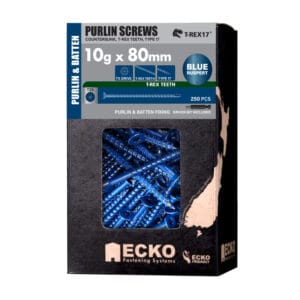 0.13211100 172464390017660686.jpg Ecko - DCSPU10G80-250 - Blue Ruspert Purlin Screws, CSK Head TX Drive 10G 80mm 250 pack